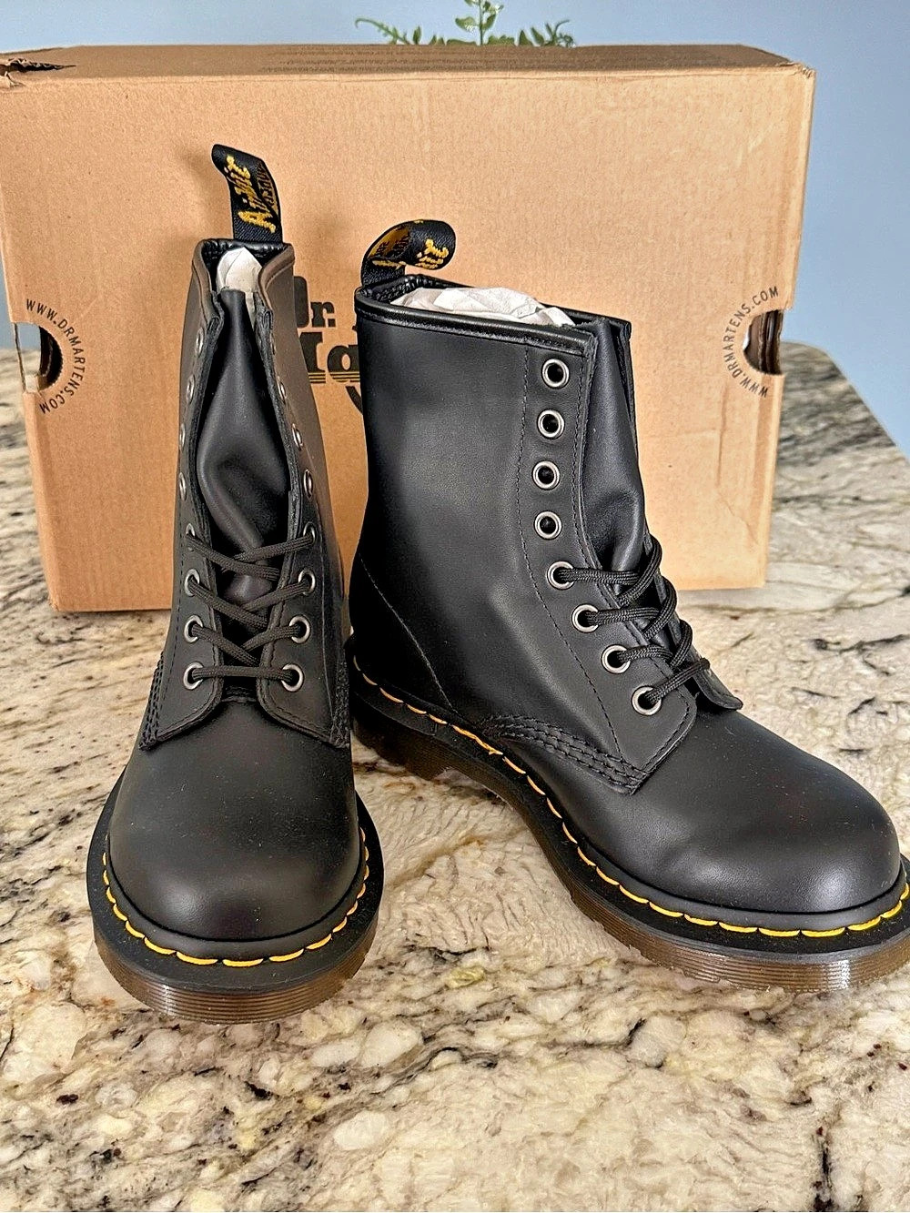 Dr. Martens 1460 W Black Nappa Leather 8-Eye Boots Women’s Size 6 w/ Box NIB
